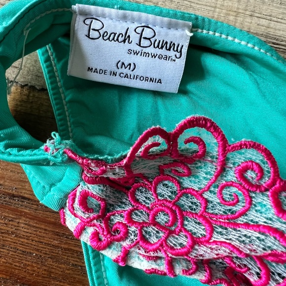 Rare Beach Bunny teal bikini push up top, scrunch bottom - Picture 4 of 6